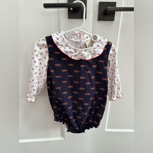 TBBC heart bubble and onesie flower blouse Age 18-24 months.